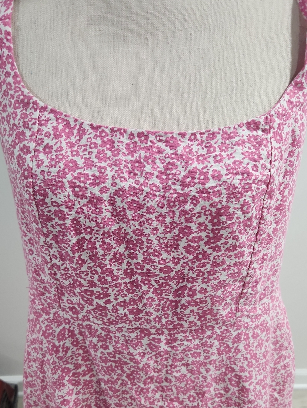 NWT. Old Navy Fit & Flare Cami Mini Dress Linen Blend Barbiecore Cottagecore - Picture 3 of 10